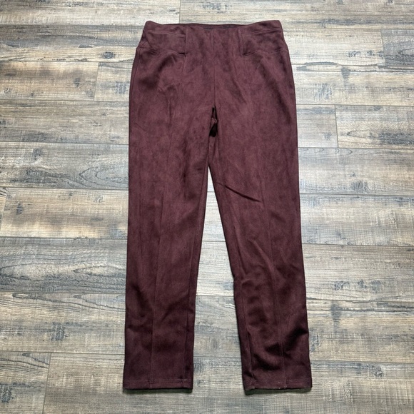 John Mark Pants - John Mark Burgundy Suede Pull On Pant Women's Size Medium